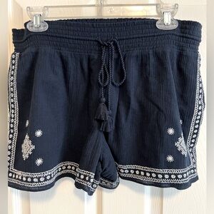 J. Crew navy and white linen shorts